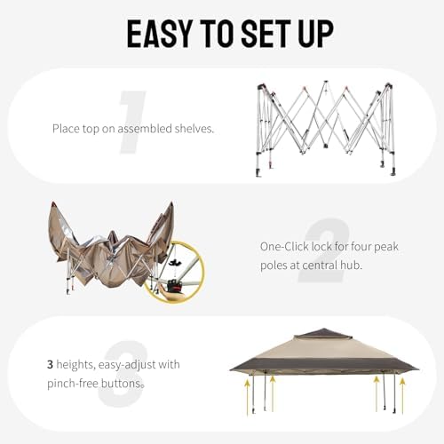 CROWN SHADES 11x11 Pop Up Gazebo, Outdoor Canopy Tent, Beige & Coffee