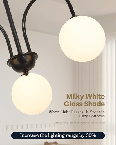 Modern Black Chandelier, 3 Light Mid Century Sputnik Chandeliers, Dining Room...