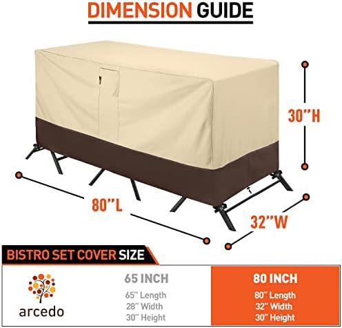 Arcedo Waterproof Patio Bistro Cover, 80"L x 32"W x 30"H, Beig...