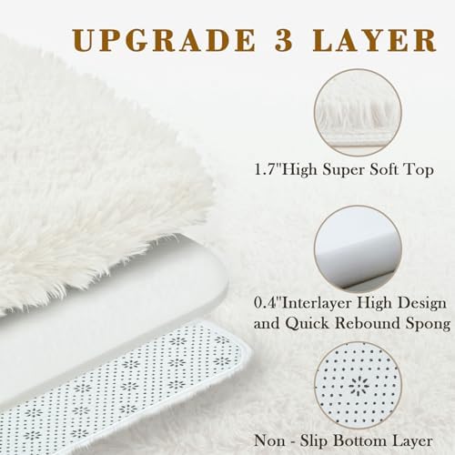 6x9 Shag Area Rug for Living Room,Cream Soft Plush Fluffy Carpet