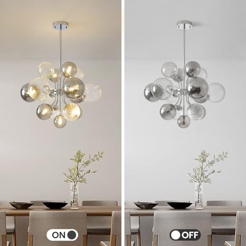 Mid Century Bubble Chandelier 8-Light 24in Sputnik Pendant Light Fixture