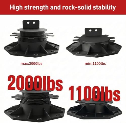 26-Pack Adjustable Deck Support Pedestals, 1-3/16"-2-3/8" H, Black