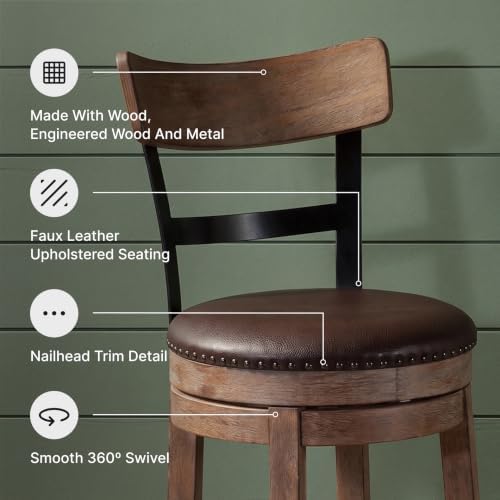 Signature Design by Ashley Pinnadel Counter Height Swivel Bar Stool, Brown