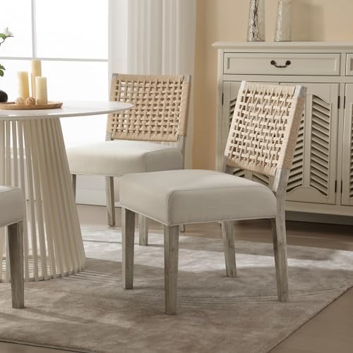 chairus upholstered Dining Chairs Set of 4, Boho Coastal Dining Room Chairs w...