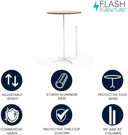 Flash Furniture Lars 30" Round Cocktail Table with 30" and 42"...