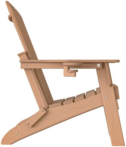 Plawdlik Folding Adirondack Chair Set of 6 with Cup Holder,Wooden Textured ,H...