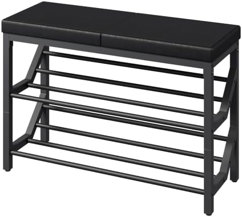 YATINEY Shoe Bench with Cushion, Entryway Bench with Shoe Storage, HX09BB
