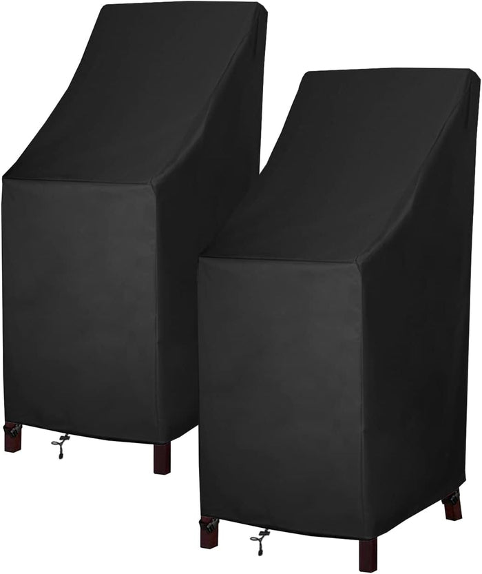 Stackable Patio Chair Covers, High Back Outdoor Chair Covers, 600D Heavy Duty Waterproof Lawn Outside Barstool Furniture Covers,Fits for 4-6 Stackable Dining Chairs,27"W x 27"D x 49"H,2 Pack
