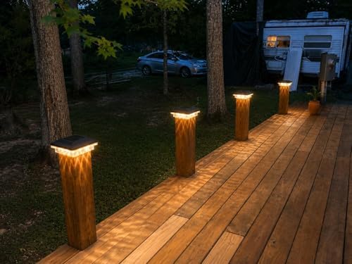 BRIMAX 8 Pack 4x4 Solar Post Cap Lights,3 Modes,Water Ripple Light Effects