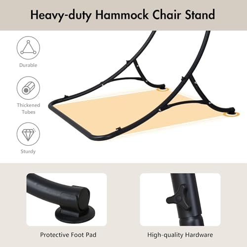 ANOW Heavy Duty Steel Hammock Chair Swing Stand Only for Outside, Black