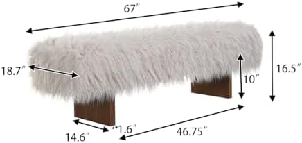 Christopher Knight Home Lenka 67" Long-haired Faux Wool Bedroom Bench, R...