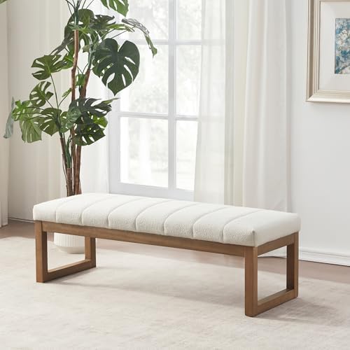 Zihanhome 52.7" Bedroom Bench for End of Bed, Modern Upholstered Teddy F...
