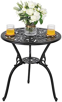 Nuu Garden 3 Piece Outdoor Bistro Table Set, All Weather Cast Aluminum Patio ...