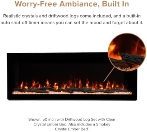 Modern Ember Highmark 72 Inch Smart Linear Electric Fireplace - Premium Flame...