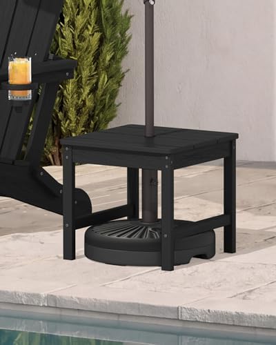 KINGYES Double Side Table with 1.6'' Umbrella Hole, HDPE Adirondack E...