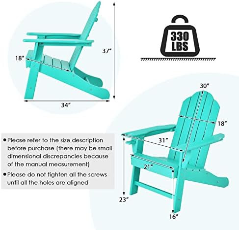 GIANTEX Set of 2 Adirondack Chair Outdoor Fire Pit Chairs, HDPE Weather Resis...