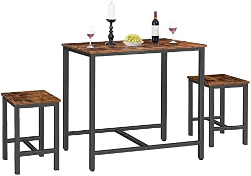 HOOBRO 3-Piece Industrial Dining Table Set, Kitchen Table, Space Saving Dinet...