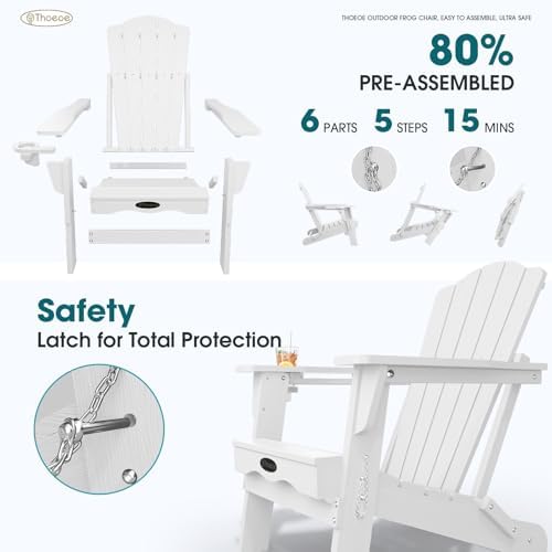 THOEOE Folding Adirondack Chair Set of 2, HDPE Outdoor Chairs, Patio Chairs