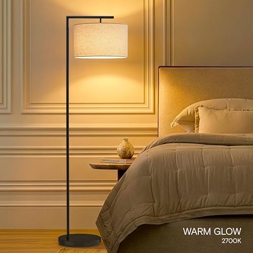 Brightech Montage Modern Floor Lamp - LED Standing Lamp with Tan Shade for Li...