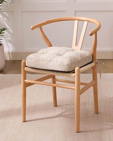 IASEAHK Memory Foam Dining Chair Cushions, Beige, 16.5"x16.5"x3.5&q...