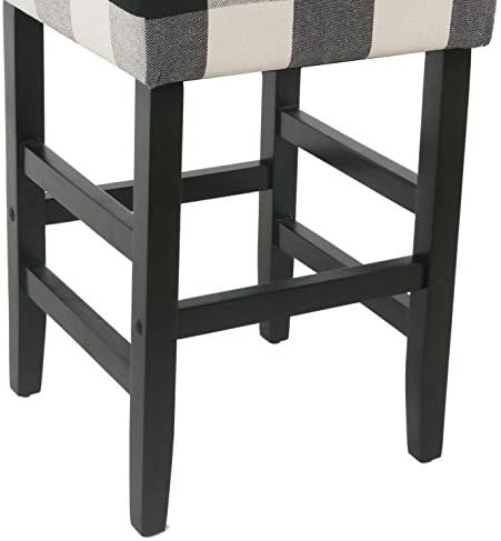 HomePop Open-Back Counter Stool, 24-Inch, Black Plaid