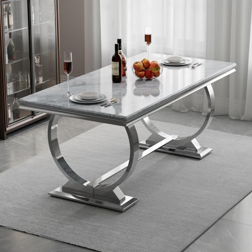 Dining Table, 70" Rectangular Modern Kitchen and Dining Room Table with ...