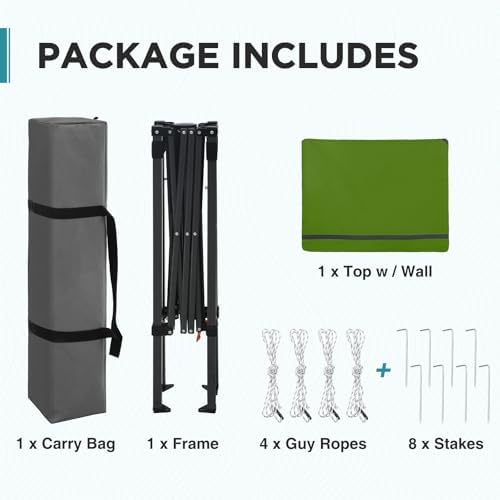 EAGLE PEAK 6x4 Instant Pop Up Canopy Tent with 1 Half Wall, Grass Green