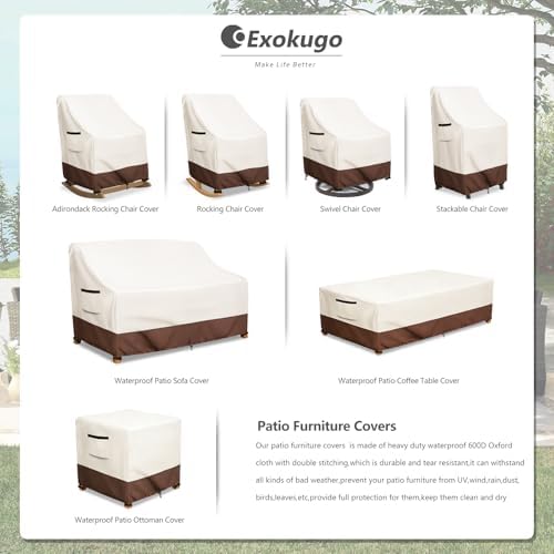 Outdoor Adirondack Rocking Chair Cover 2 Pack, Heavy Duty 600D Waterproof Pat...
