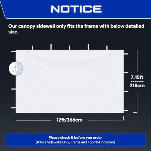 FANPAT Sidewalls for 10x10 Pop Up Canopy, Dusk Gray (3Pcs Sidewalls Only)
