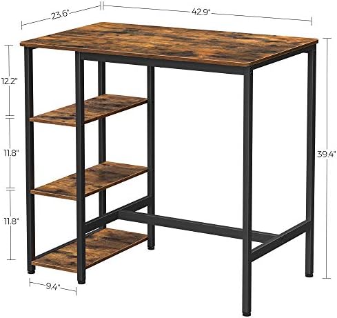 VASAGLE Bar Table with Sturdy Metal Frame, Easy Assembly, Industrial Design, ...