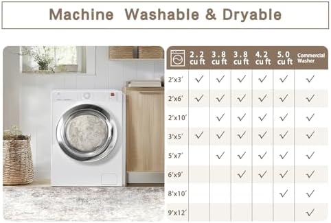 Beige Grey Washable Rugs 8x10 Area Rugs for Living Room,Bedroom,Dining Room