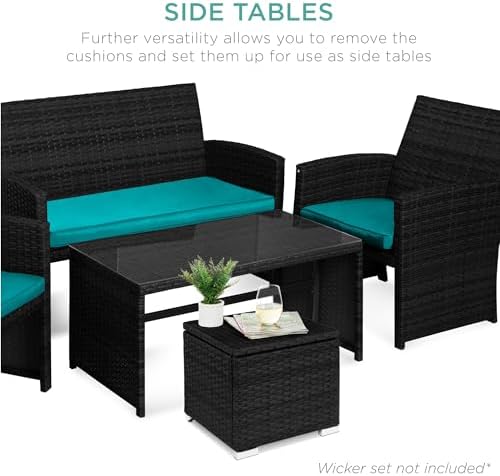 Best Choice Products Set of 2 Wicker Ottomans, Multipurpose Outdoor Furniture...