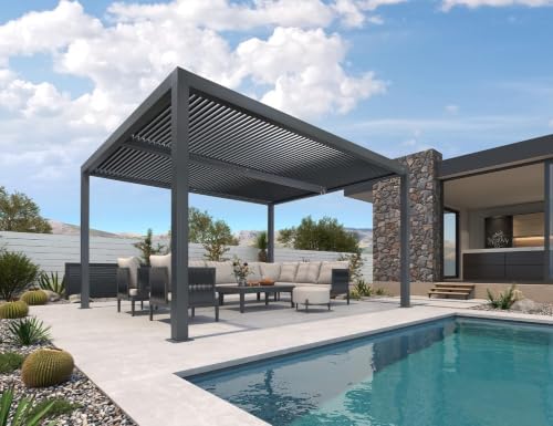PURPLE LEAF Louvered Pergola 11' x 14' 94AS with Two Adjustable Roof ...