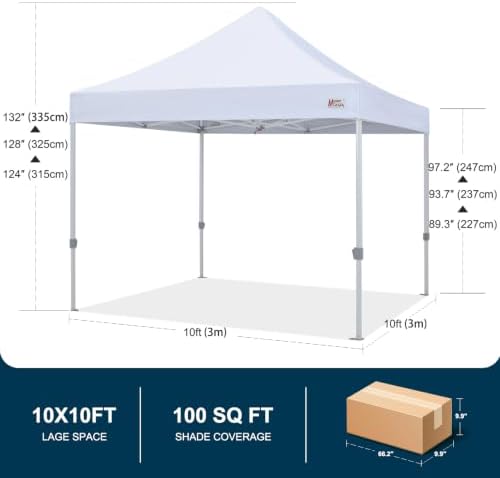MASTERCANOPY 10x10 Heavy Duty Pop Up Canopy Tent with Roller Bag(White)