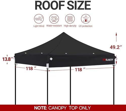 10x10ft Replacement Canopy Top - Heavy-Duty 500D 2500mm Waterproof & UPF ...