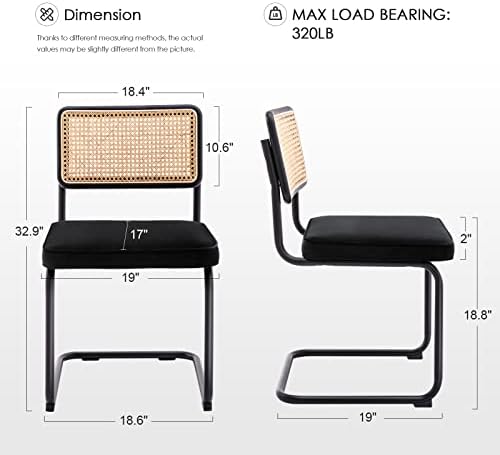 Zesthouse Natural Rattan Dining Chairs Set of 2, Modern Cesca Kitchen Chair