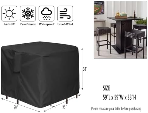 5 Piece Bar Height Patio Dining Set Covers, 59x59x38 in