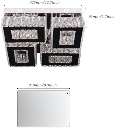 13.1" Modern Square Crystal Flush Mount Chandelier Ceiling Light cool white
