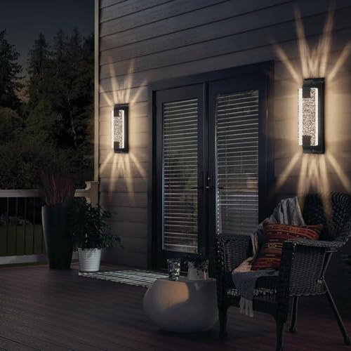 camuucci Dusk to Dawn Outdoor Wall Light, Sparkling Glow Porch Sconce