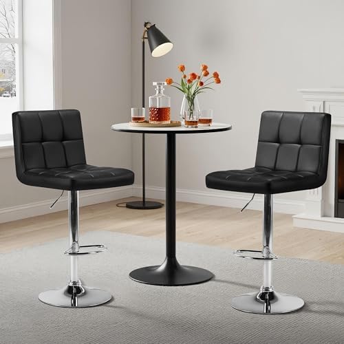 Yaheetech Bar Stools Set of 3 Adjustable Counter Height Barstools Black