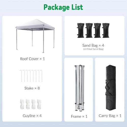 Driftalia 10x10 Pop Up Canopy Tent One-Push Center Lock, Portable Shelter