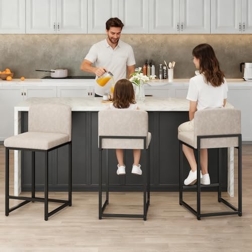 GarveeHome Bar Stools Set of 2, Modern Counter Height Bar Stools with Back an...