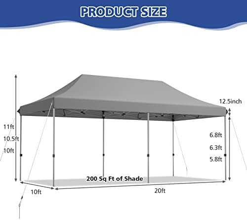 Tangkula 10x20 Ft Pop Up Canopy Tent, Easy Set-up Outdoor Commercial Instant ...