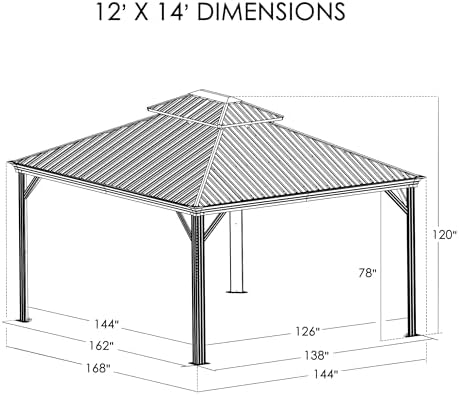 Kozyard Apollo 12’x14’ Hardtop Gazebo, Wooden Coated Aluminum Frame Canopy