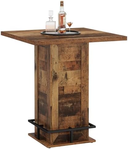 Tribesigns 39.4" H Square Bar Table, Industrial High Top Bistro Pub Cock...