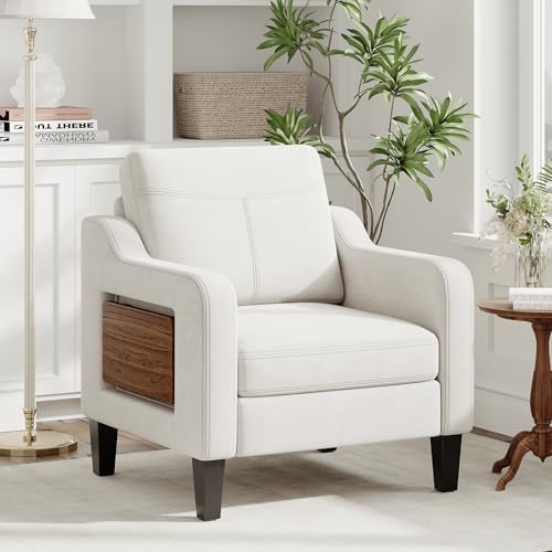 Upholstered Accent Chair with Foldable Side Table for Living Room