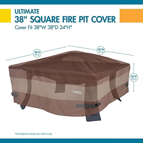 DUCKCOVERS Ultimate Waterproof 38 Inch Square Fire Pit Cover, Patio Furniture...