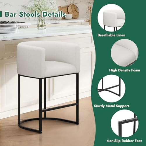Counter Height Bar Stools Set of 2, 24 Inch Seat Height Barstools for Dining ...