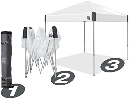 E-Z UP Ambassador Instant Pop Up Canopy Tent, 10' x 10', Roller Bag a...