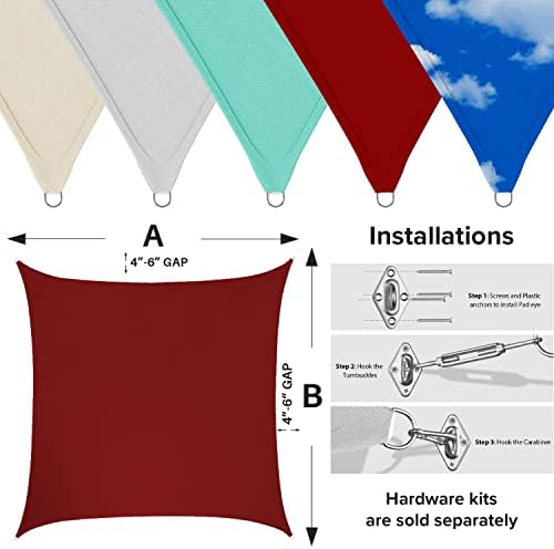 Waterproof 8' x 12' Sun Shade Sail Rectangle Canopy Shade Cover Sunsh...